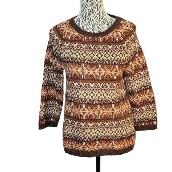SOFT SURROUNDINGS Womens Fair Isle Pattern Pullover Sweater y2K 90's XS clueless - Picture 2 of 9